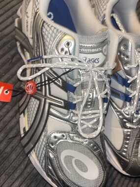 Asics Silver and Blue Running Sneakers